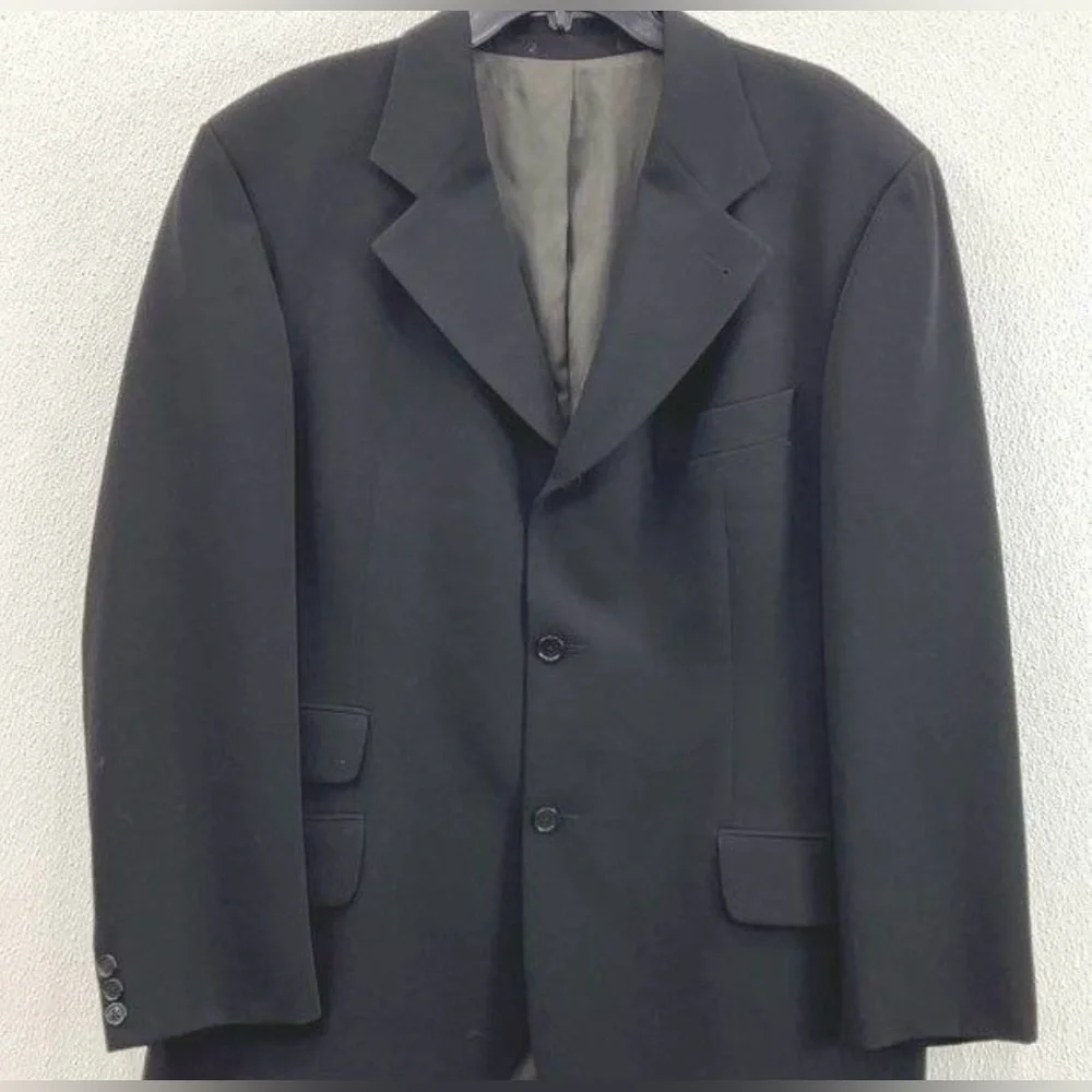 Ermenegildo Zegna Black Wool Blazer Jacket 3- Button Classic Fit, Size 42R, Mens